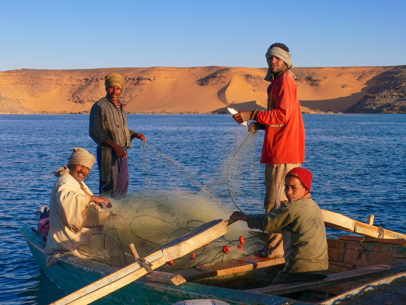 group of men fishing